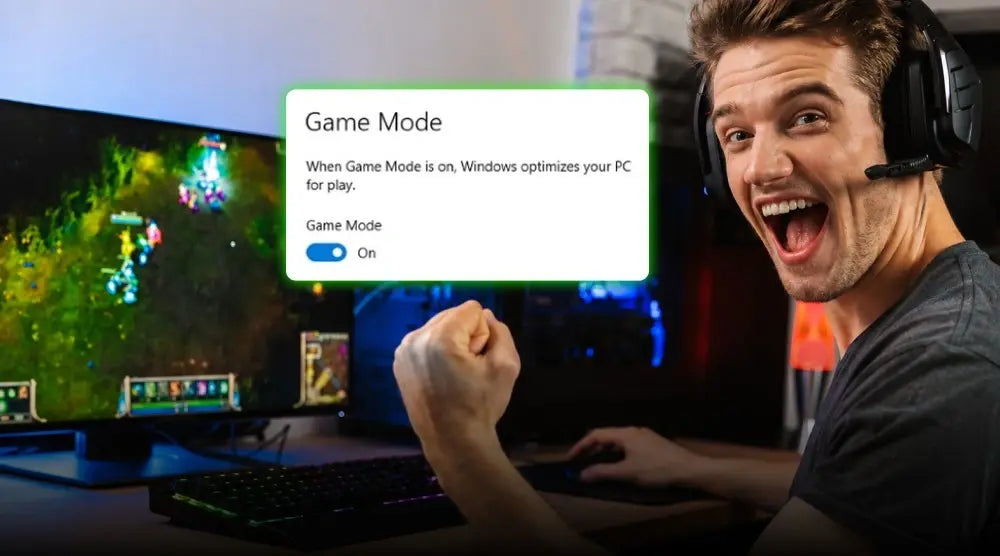Gamer enabling Windows Game Mode on a gaming PC to optimize gaming performance